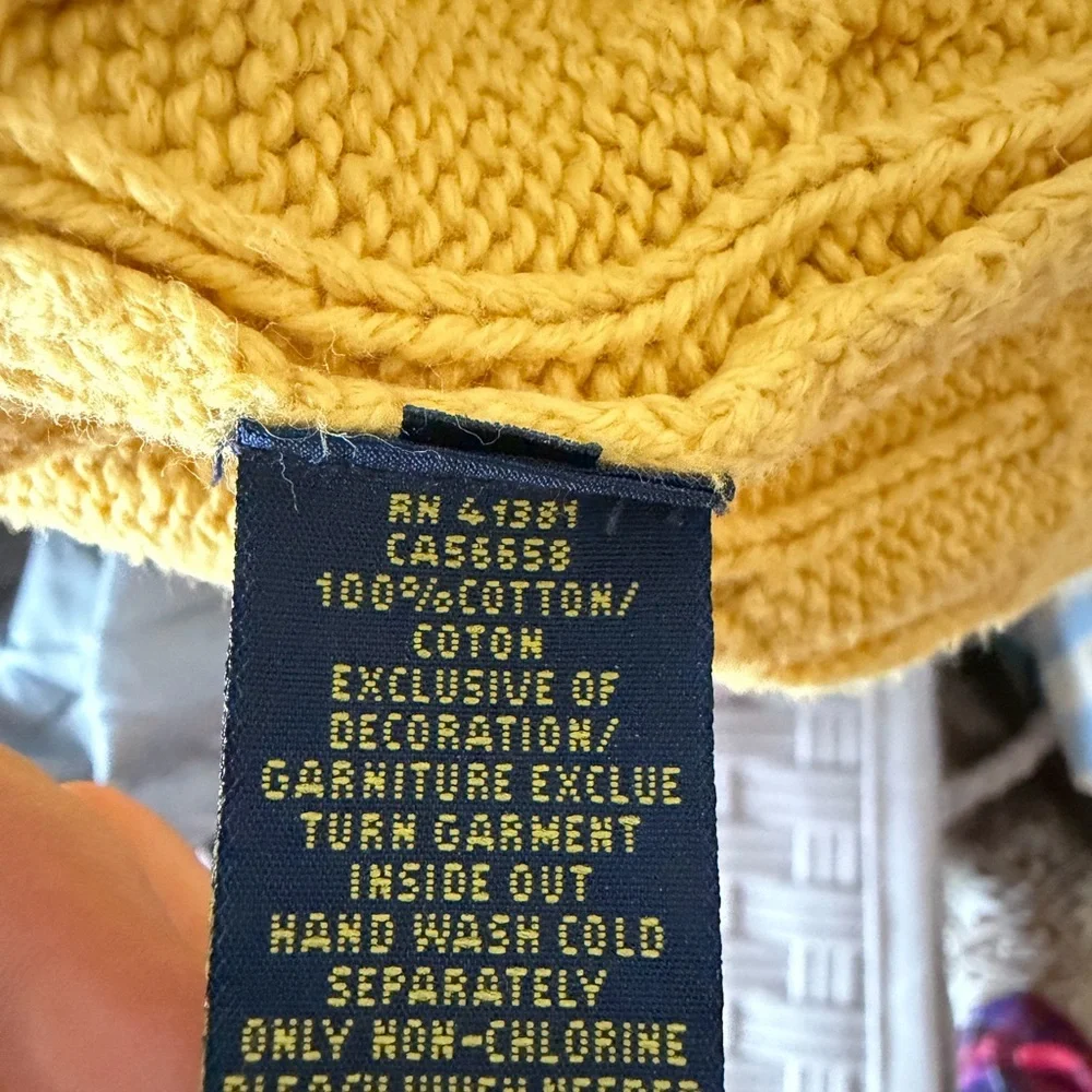 Polo Ralph Lauren Men's Yellow Cable-Knit Sweater Size L